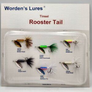 Yakima Wordens Lures Tinsel Rooster Tail Fishing Sample Display Board 547701